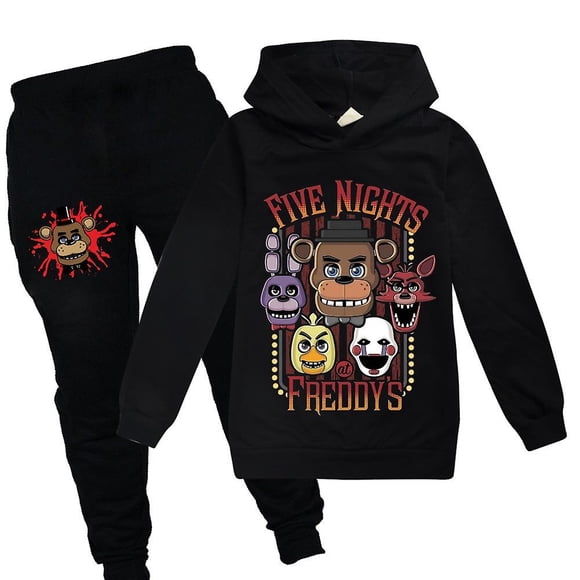 Ensemble Deux Pièces pour Garçons et Filles de 7 à 14 Ans Five Nights at Freddy's : Chandail à Capuchon à Enfiler et Pantalon de Survêtement, Tenue de Sport de jogging, Ensemble de Chandail