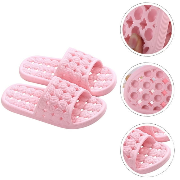 Worgeous 1 Pair Leaky Slippers Bathing Sandals Indoor Massage Footwear Simple Shoes(Pink)