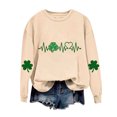 thumbnail image 4 of BLTIBY St Patricks Day Sweatshirt for Women Spring Autumn Lucky Printed Long Sleeve Round Neck Fashion Causal Comfy Pullover Tops 2025 Beige 5 XL, 4 of 5