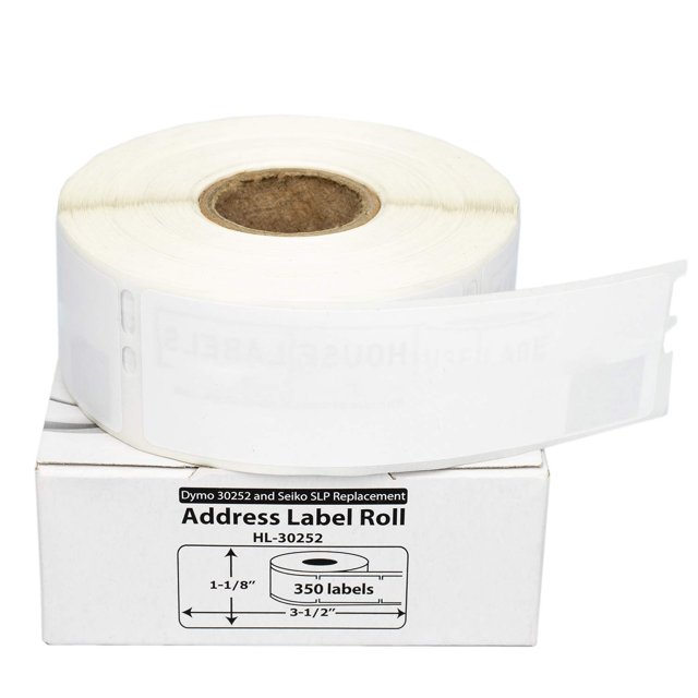 HOUSELABELS Compatible DYMO 30252 Address Labels (1-1/8" x 3-1/2") Compatible with Rollo, DYMO LW Printers, 200 Rolls / 350 Labels per Roll