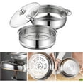 thumbnail image 5 of Puseky Multipurpose 11-Inch 2-Tier Stainless Steel Steamer Pot with Lid for Cooking Vegetables, Dumplings, Stocks, Sauces, 5 of 15