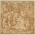 thumbnail image 2 of Cesare Nebbia 20x20 Black Ornate Framed Double Matted Museum Art Print Titled: The Contest Between Athena and Poseidon for the Possession of Athens (1570s), 2 of 5