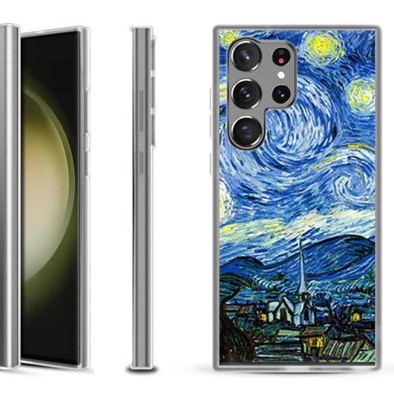 Shockproof Gel Phone Case for Samsung Galaxy S23 Ultra 5G, by OneToughShield ® - Starry Night Paris