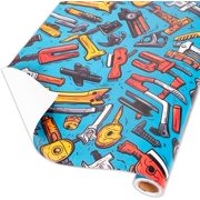 Wrench Wrapping Paper Roll for Men Dad Husband Boys Tools Gift Wrap Sheets for Birthday Construction Workers Carpenter Plumber and Laborer Theme Fathers Day - Total 28.5sq.ft