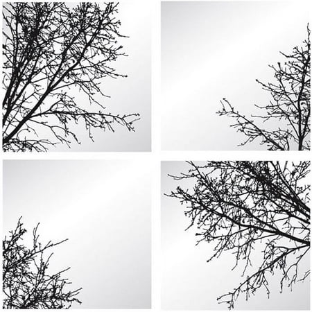 4 Piece 8x8 Asst Branches Silk Screen Mi