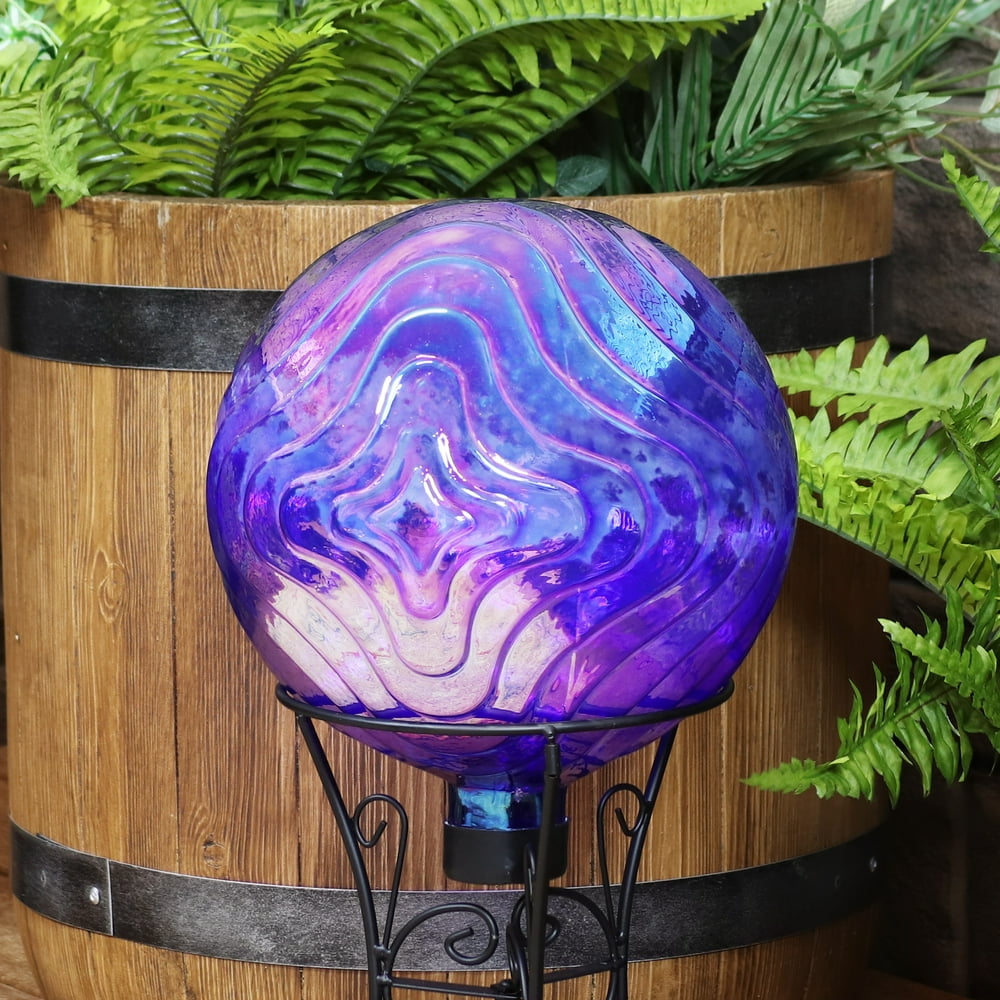 Sunnydaze Peaceful Waves Rippled Texture Outdoor Gazing Globe Glass Garden Ball Decor Outdoor