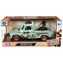 1966 Chevrolet C10 Fleetside Pickup Truck Light Green (Rusted) "Weathered Treasures" Series 1/24 Diecast Model Car by Motormax