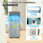Costway 5000 BTU 8000 BTU ASHRAE Portable Air Conditioner 3-in-1 Air Cooler w/Dehumidifier & Fan Mode Grey