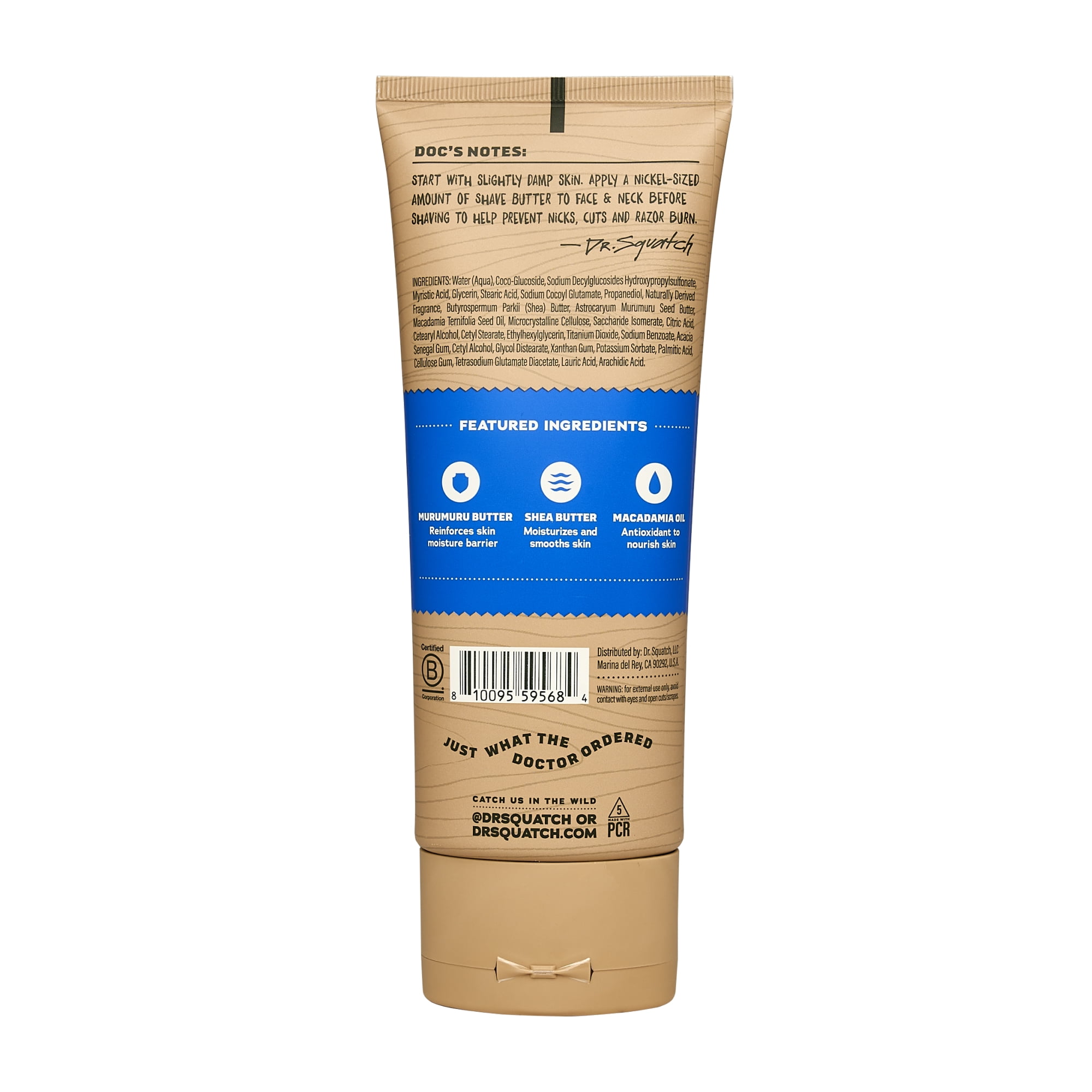 Dr. Squatch Mens Moisturizing Shave Butter, Easy Glide Natural Thick & Creamy Shaving Butter for Men, Fresh Falls, 6 fl Oz