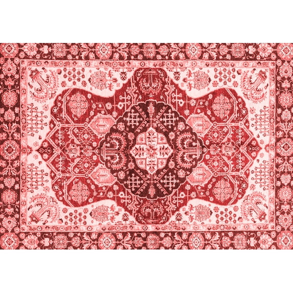 Ahgly Company Indoor Rectangle Abstract Red Modern Area Rugs, 2' x 3'