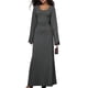thumbnail image 3 of Vestido de Punto Acanalado para Mujer, Acampanada, Ajustado, Holgado e Informal. Gris Oscuro L, 3 of 8