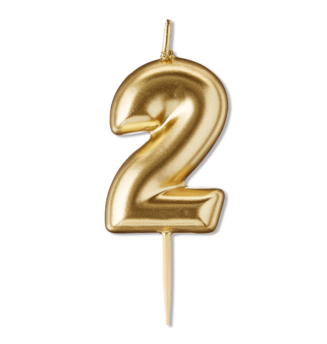 (2 pack) Gold Number 2 Birthday Candle, by Way To Celebrate