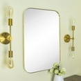 thumbnail image 3 of Contemporary and Farmhouse 24x36" Brushed Brass Rounded Rectangle Bathroom Vanity Wall Mirror, 3 of 7