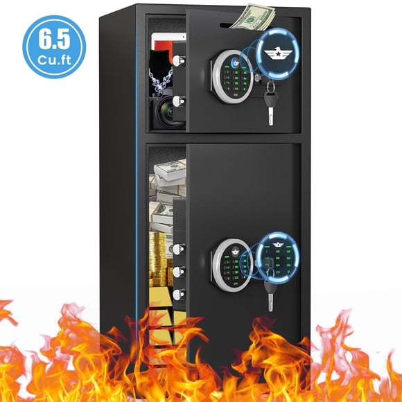 karbeen 6.5 Cu ft Large Safe Box Fireproof , Digital Home Safe with Keypad and Deposit Slot & Dual Alarm System, Money Safe With Mute Function and LED Light, Security Box for Money Valuables