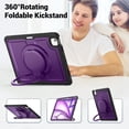 thumbnail image 7 of FJLBDE Case for iPad Air 13 Inch M3 2025/M2 2024 12.9 inch (3rd/4th Gen) with 360 Rotating Stand, Shoulder Strap, Heavy Duty Shockproof Cover, Purple, 7 of 7