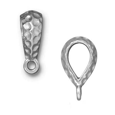 - Rhodium Plated Pewter Large 6x9.5mm Hole Hammertone Slider Bails (2)