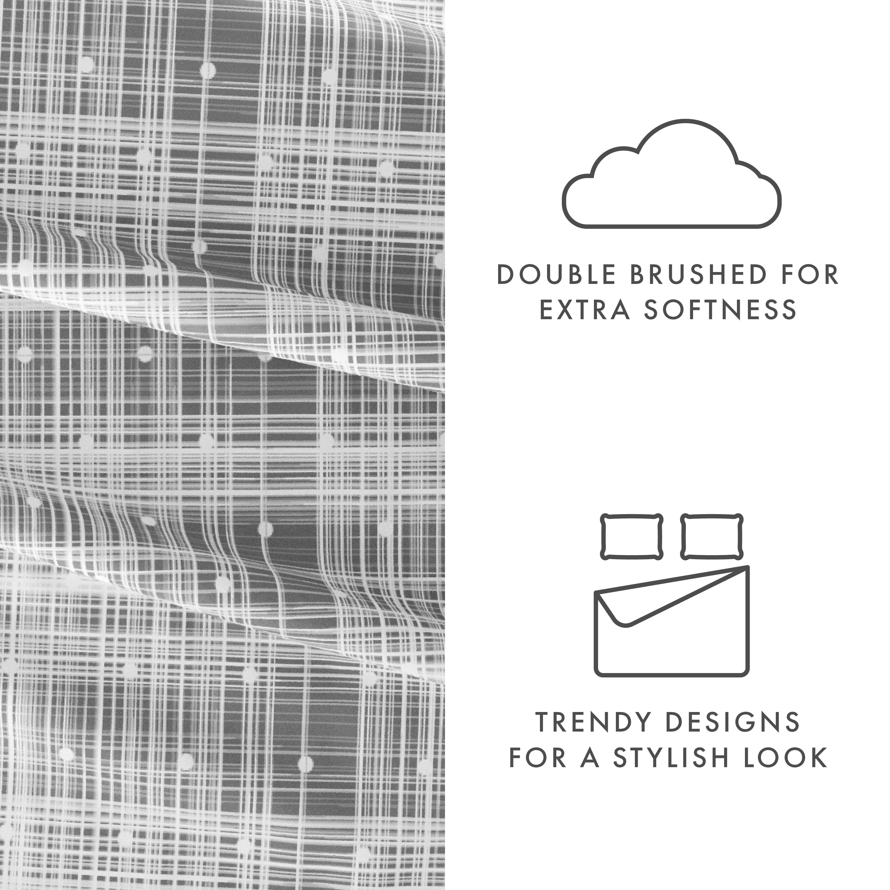 Noble Linens 4 Piece Pattern Microfiber Bed Sheets Set, Gray Polka Dot,King
