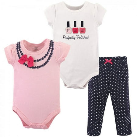 UPC: 0660168712681 | Little Treasure Baby Girl Cotton Bodysuit and Pant Set  Bow Necklace  0-3 Months