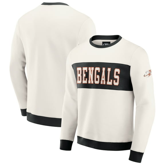 Men's Darius Rucker Collection by Fanatics  Cream Cincinnati Bengals Colorblock Pullover Sweatshirt