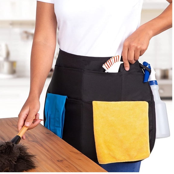 5 Pocket Cleaning Apron Waterproof Work Apron Cleaning Caddy Apron for House Hotel Professional Cleaning Apron