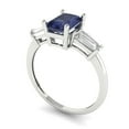 thumbnail image 2 of 1.5 ct Emerald Cut Simulated Blue Sapphire Three-Stone Engagement Ring for Women in 18K White Gold, 2 of 5