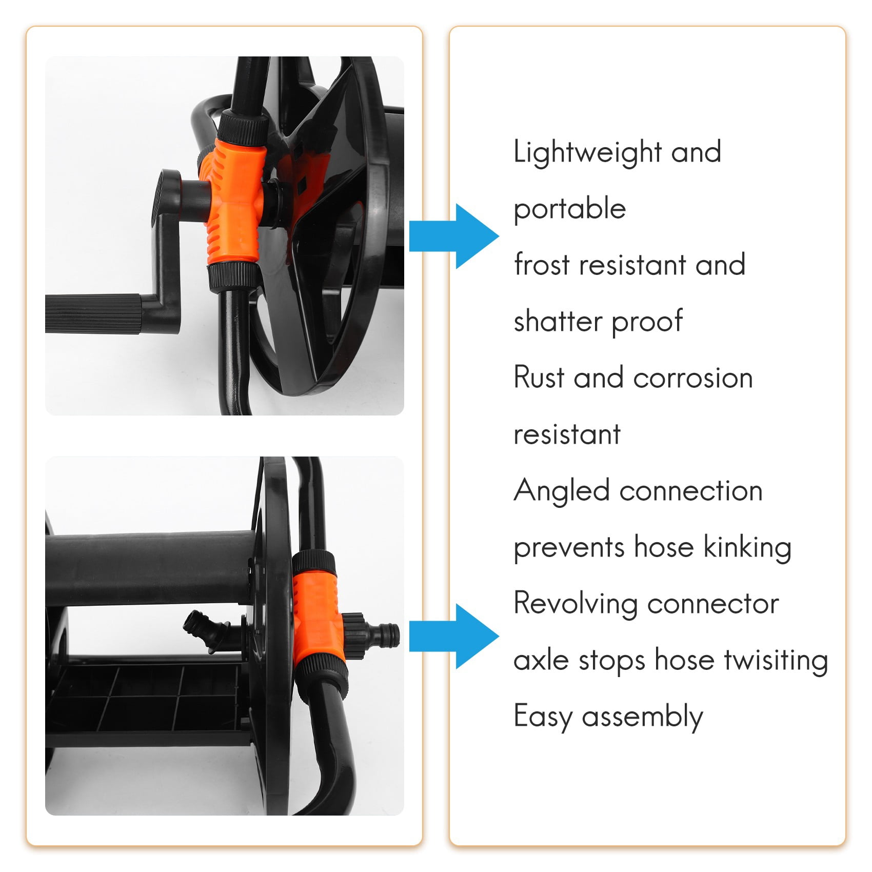 Garden Hoses Reel Pipe Storage Cart Exclude Winding Tool Rack Portable