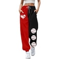 thumbnail image 1 of Pantalons Femme Baseball Football Imprimé Bas Pantalons de Survêtement avec Poches Taille Haute Gym Athlétique Jogger Pantalons Femme Lin Pantalons Rouge TG, 1 of 4