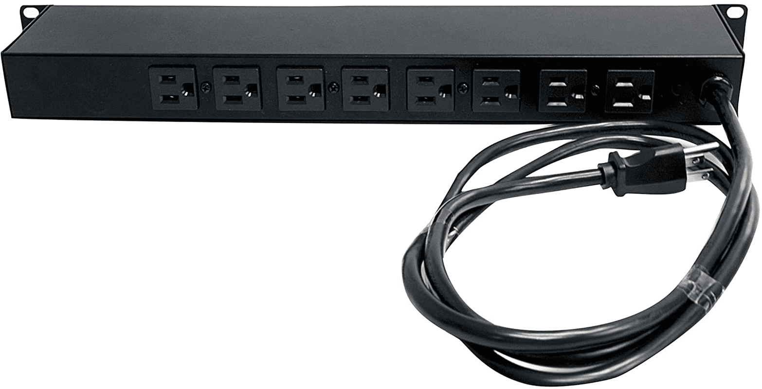 StarTech.com 8 Outlet Horizontal 1U Rack Mount PDU Power Strip for Network Server Racks - Surge Protection - 120V/15A - with 6 Ft Power Cord (RKPW081915), Black