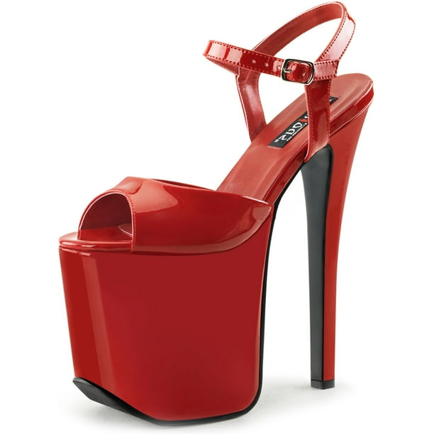 SummitFashions womens red high heels shoes ankle strap platform