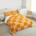 thumbnail image 3 of jejeloiu Modern Geometric Geometric Queen Comforter Set,Minimalist Buffalo Checkered Bedding Sets,Orange White Grid Bedding Comforter Set For Teens,Luxury Bedroom Decor Reversible,3-Piece, 3 of 8
