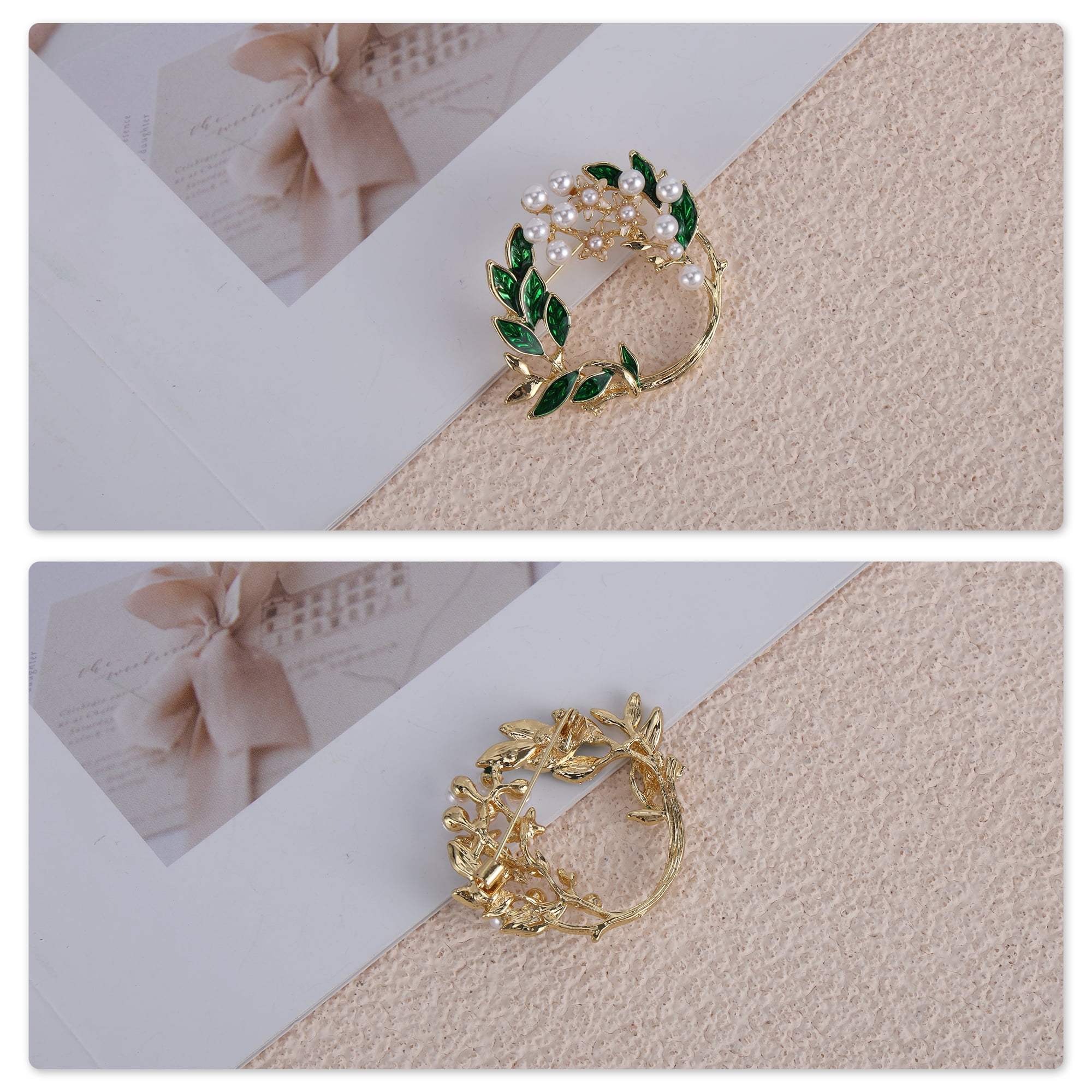 Unique Bargains Elegant Gardenia Brooch in Green Color for Fashion Accessories