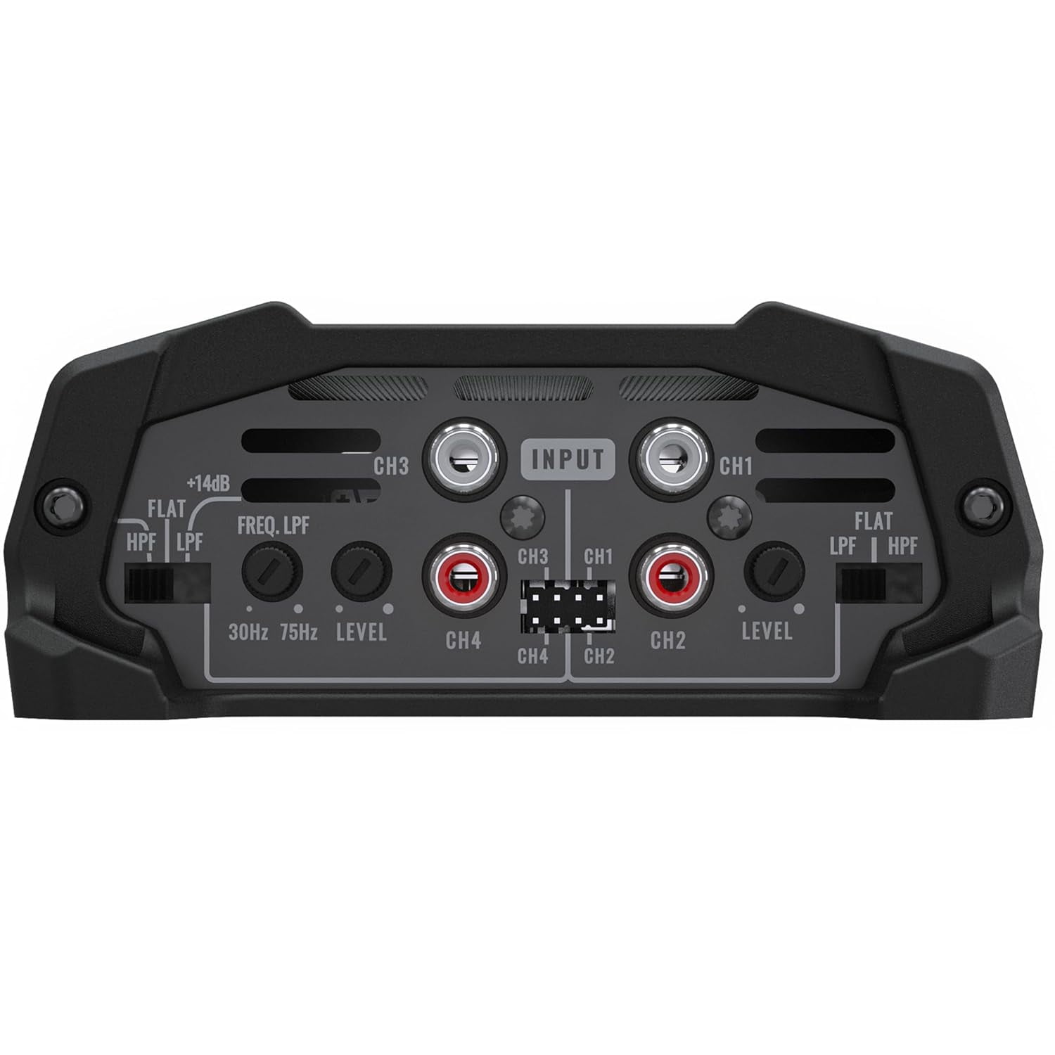 Stetsom HL 400x4 2 Ohms - Compact Digital 4 Channel Amplifier, 400W RMS 400x4, Full Range, High Input, Bass Boost Gain + 14db (Variable Adjustment 30-75hz), Multichannel, Digital Sound, Crossover