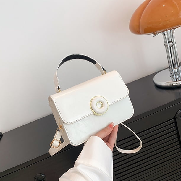 Bolso bandolera para mujer Bolso de mano ligero de PU informal Bolso de mano para mujer (Blanco)