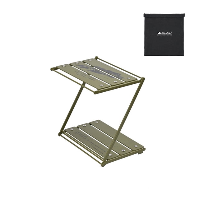 Outdoor Camping Cups Bowls Folding Storage Rack Aluminum Alloy 2-tier Storage Bracket Picnic BBQ Tableware Cookware Storage Rack Campsite Tools Shelf