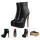 thumbnail image 3 of WORGEOUS 1 par de botas de tacón alto impermeables para banquetes, botas cortas de moda para mujer, negro, 3 of 9