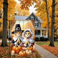thumbnail image 5 of 1 piece, double-sided autumn Thanksgiving Garden Flag - 2D flat with two cat prayers and pumpkin candle pattern design, courtyard sign, perfect for courtyard, lawn and outdoor decoration, garden deco, 5 of 8