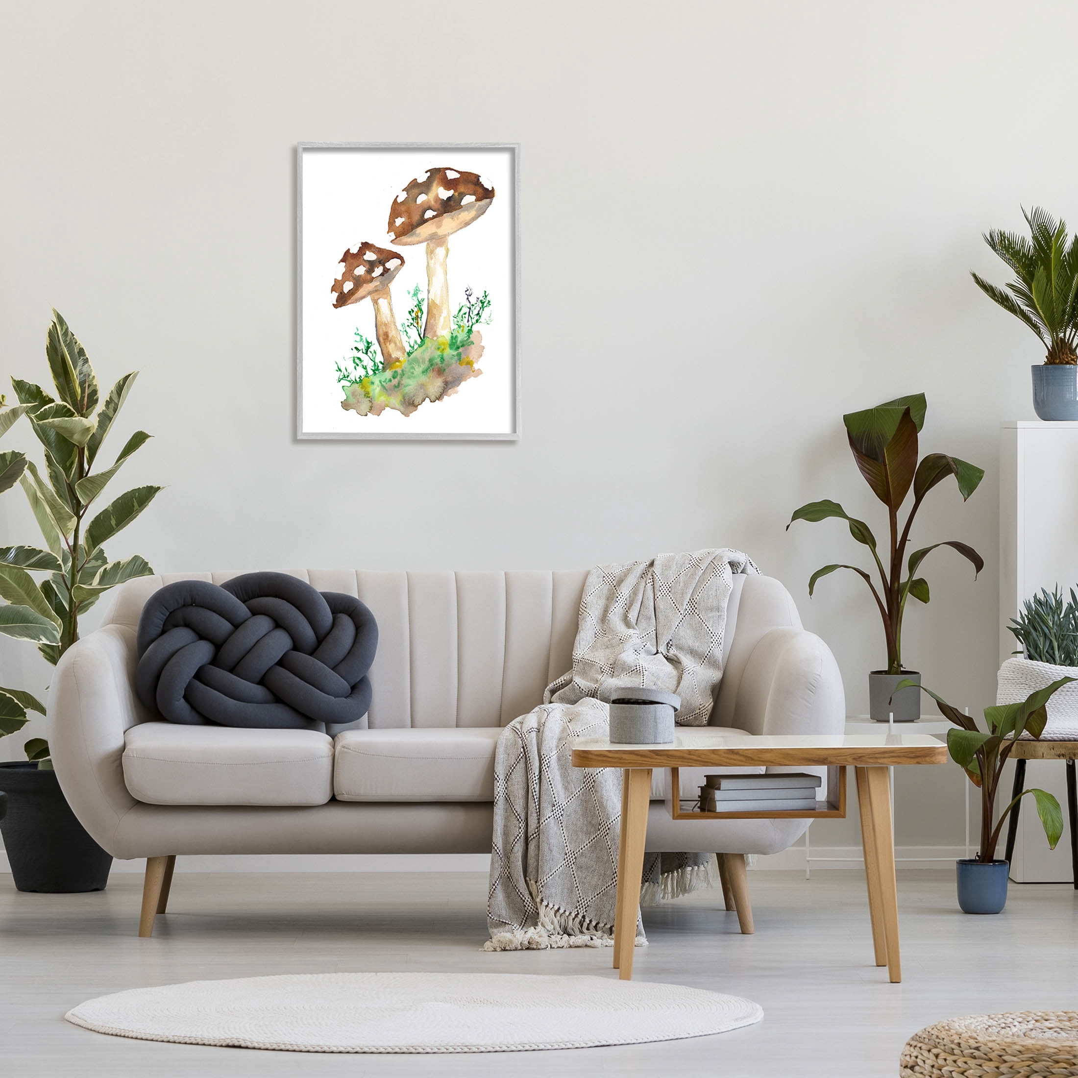 Spotted Mushroom Forest Plant Botanical & Floral Graphic Art Gray Framed Art Print Wall Art