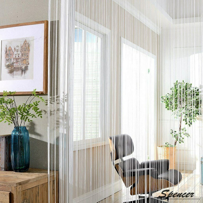 White Color Beautiful Polyester Home Door Threads String Curtain Pack of 1