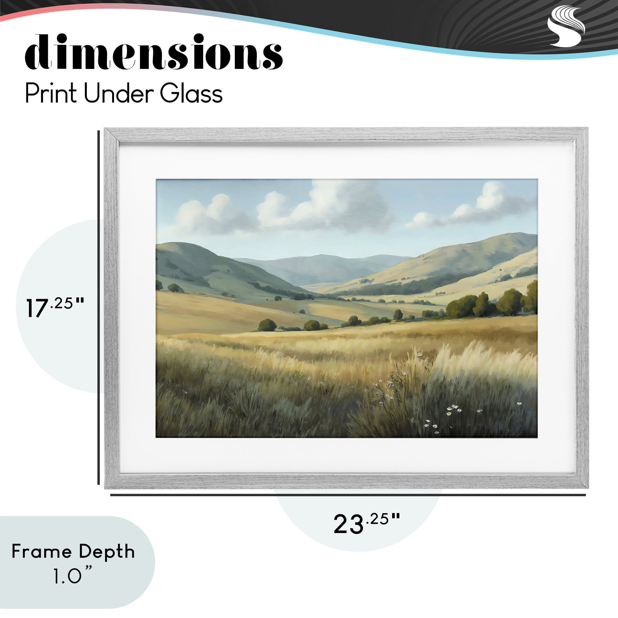 Stupell Industries Rolling Hills at Golden Hour Gray Framed Print Under Glass, design by Creative Studio