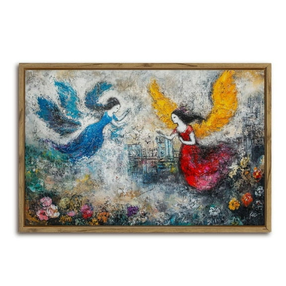 Angel Painting Artwork Gift Horizontal Canvas Wall Art with Lightweight Foam Frame - Durable and Ready to Hang, Modern Decorative Print for Living Room, Bedroom, Or Office