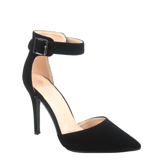 Women's Fashion Ankle Strap Buckle Slip On Pointy Toe Stiletto Pumps Shoes