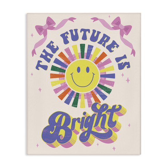 Stupell Industries Groovy Future Is Bright Text & Numbers Painting Wrapped Canvas Art Print Wall Art, 16 x 20
