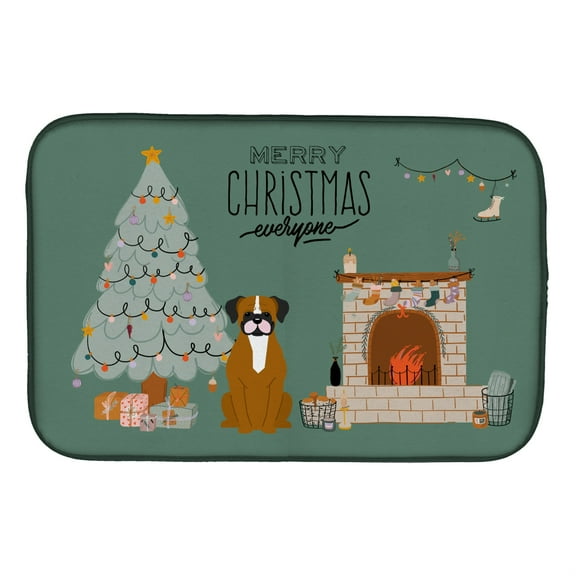Flashy Fawn Boxer Christmas Everyone Dish Drying Mat