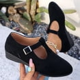 thumbnail image 4 of Willtoo T Strap Mary Janes for Women Faux Suede Closed Toe Mary Jane Wedges with Buckle Comfortable Dress Shoes Work Business Casual, 4 of 5
