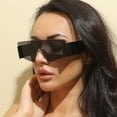thumbnail image 2 of Ticikt Trendy Rimless Wrap Around Sunglasses for Women Men Fashion Futuristic Shield Flat Shades, 2 of 3