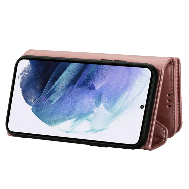SaniMore for Samsung Galaxy S23 Ultra 6.8 2023 Case with Back Folding Card  Pocket Kickstand Detachable Adjustable Crossbody Shoulder Strap PU Leather