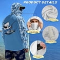 thumbnail image 4 of SEANATIVE Fishing Shirts for Men Hooded Sun Protection Rash Guard Long Sleeve Breathable Athletic Hoodie with Face Mask, for Outdoor Hiking Camping Fishing, M, Shark Camouflage Print Blue, 4 of 7