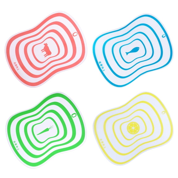 ELAYARD Set of 4 Flexible Resin Cutting Boards in Assorted Colors for Kitchen Use, Easy to Store and Clean
