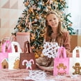 thumbnail image 4 of 20Pcs Christmas Party Favor Bags,Gingerbread Man Theme Party Gifts Bags Reusable Pink Candy House Birthday Party Bags with Handles for Girls Christmas Party Supplies Baby Shower, 4 of 7