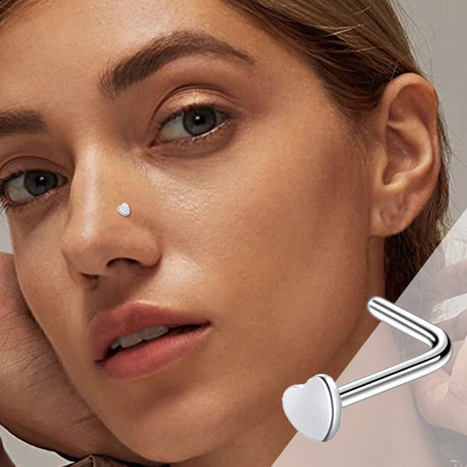 Dropship Nose Rings For Women Men; Nostril Nose Piercing Jewelry Set;  Surgical Steel Nose Ring Hoops; L Shape Nose Stud; Screw Nose Studs; Bone Nose  Studs to Sell Online at a Lower